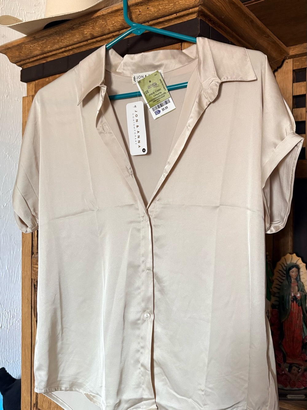 Jon & Anna Cream Short Sleeve Collared Button Blouse